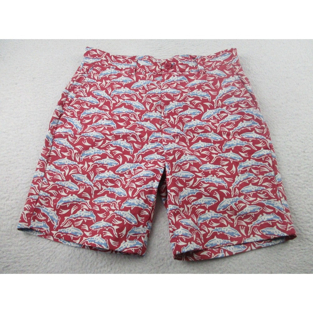 Vineyard Vines Shorts Mens Size 30 Performance Breaker‎ Short Shark Print Red